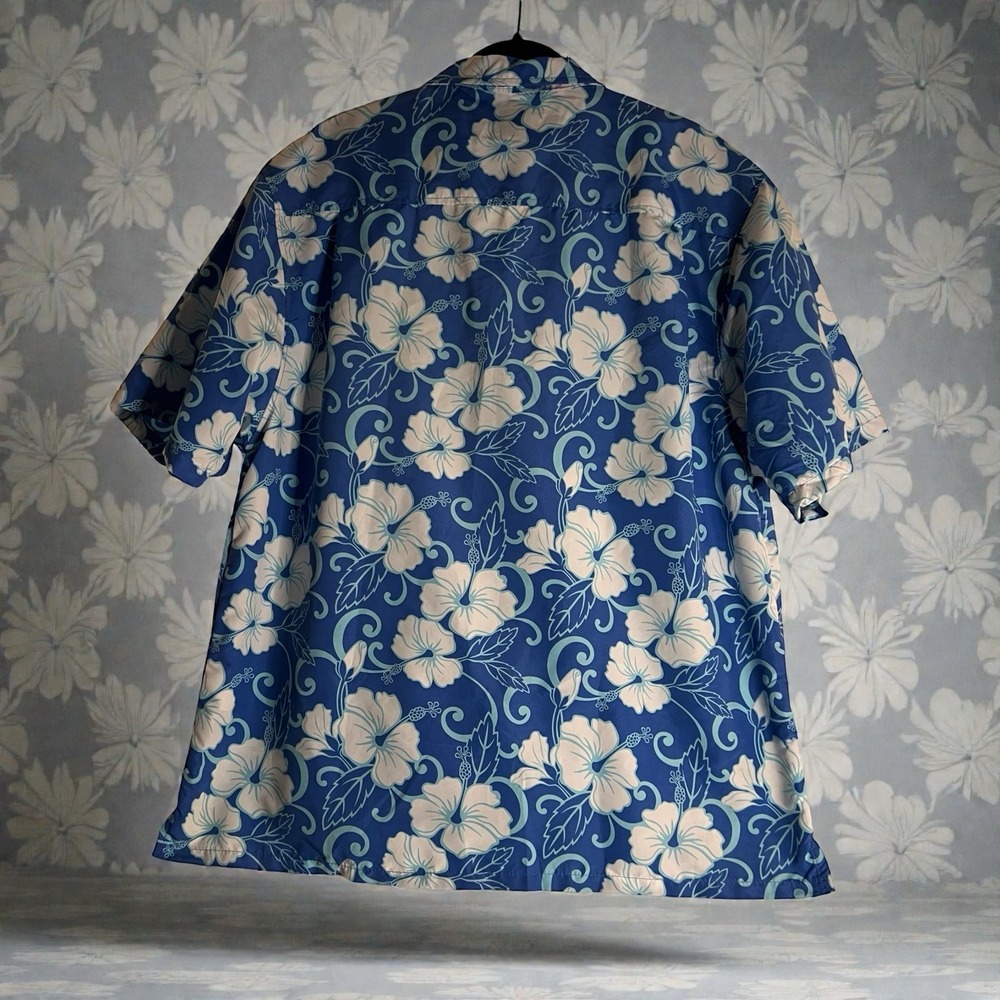 uzzi amphibious gear blue ‎ hawaiian floral polyester shirt XXL Men's Sea Base